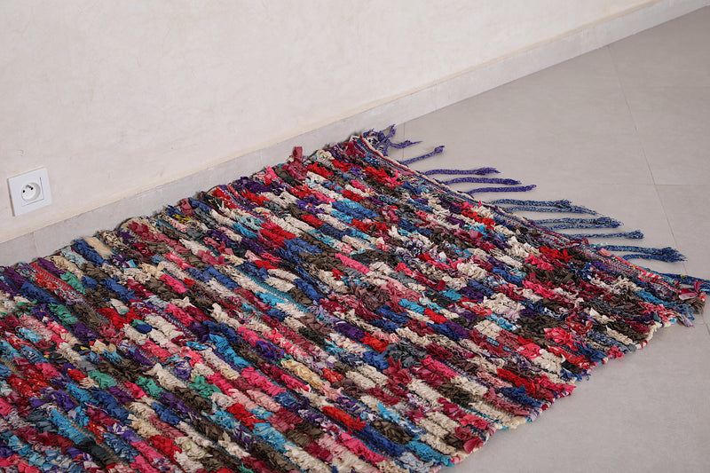 Colorful Moroccan runner rug 3.5 X 6.8 Feet