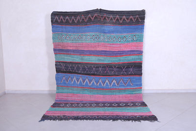 Colorful Flat woven Moroccan Kilim 5.9 X 8.8 Feet