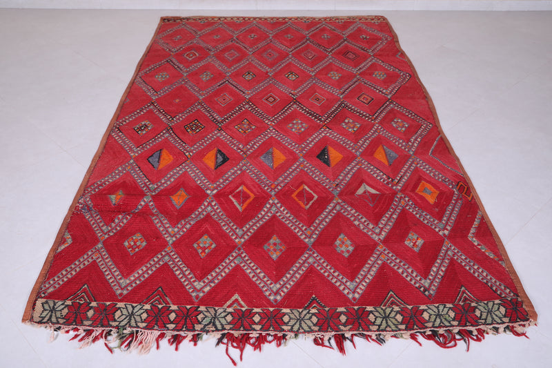 Red Berber Trellis Rug 5.6 FT X 9.3 FT