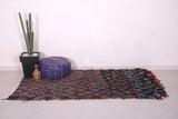 Dark Handwoven Boucherouite rug 3.8 X 7 Feet