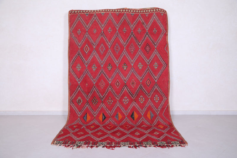 Red Berber Trellis Rug 5.6 FT X 9.3 FT