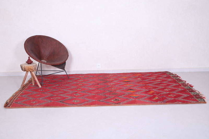 Red Berber Trellis Rug 5.6 FT X 9.3 FT