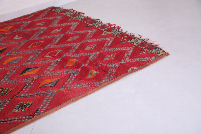 Red Berber Trellis Rug 5.6 FT X 9.3 FT