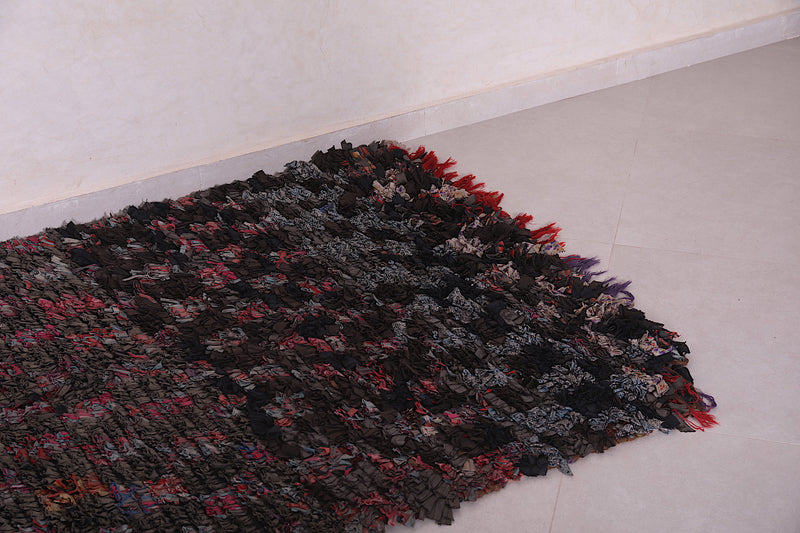 Dark Handwoven Boucherouite rug 3.8 X 7 Feet