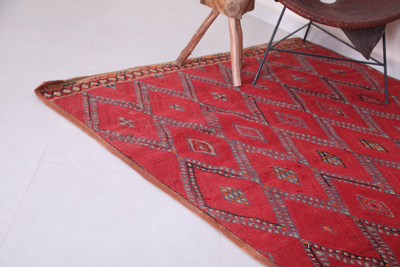 Red Berber Trellis Rug 5.6 FT X 9.3 FT