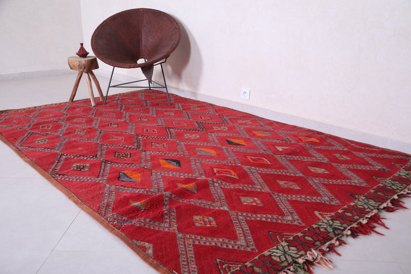 Red Berber Trellis Rug 5.6 FT X 9.3 FT