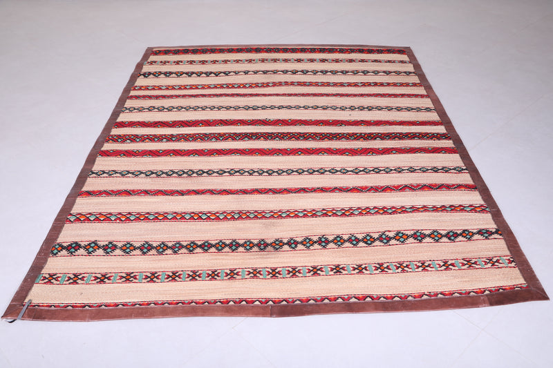 Vintage handmade moroccan berber hassira 6.2 FT X 8.2 FT