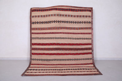 Vintage handmade moroccan berber hassira 6.2 FT X 8.2 FT