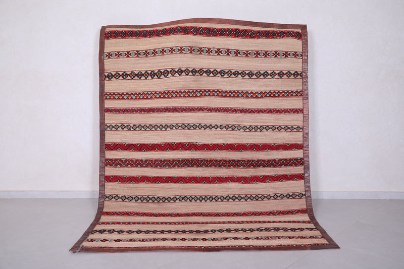 Vintage handmade moroccan berber hassira 6.2 FT X 8.2 FT