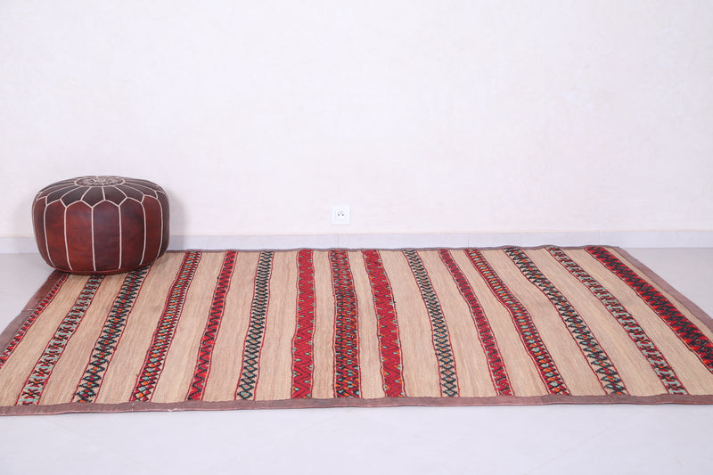 Vintage handmade moroccan berber hassira 6.2 FT X 8.2 FT