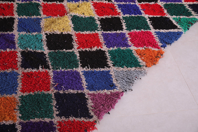 Colorful Moroccan Boucherouite rug 6.5 X 5 Feet