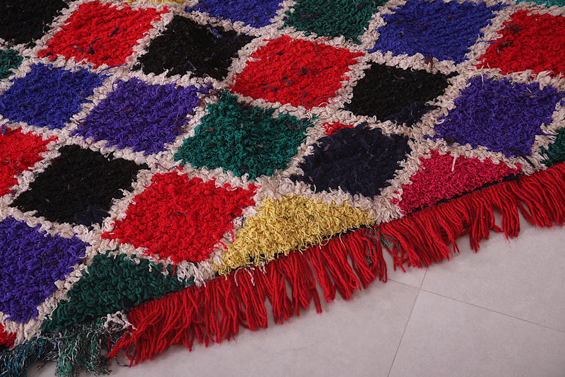 Colorful Moroccan Boucherouite rug 6.5 X 5 Feet