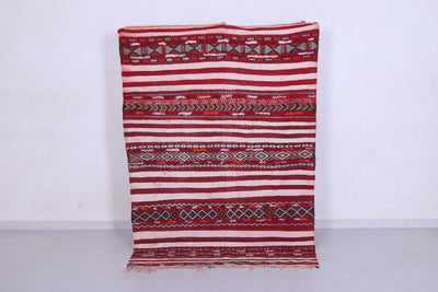 Vintage moroccan handwoven kilim rug 4.9 FT X 7.1 FT