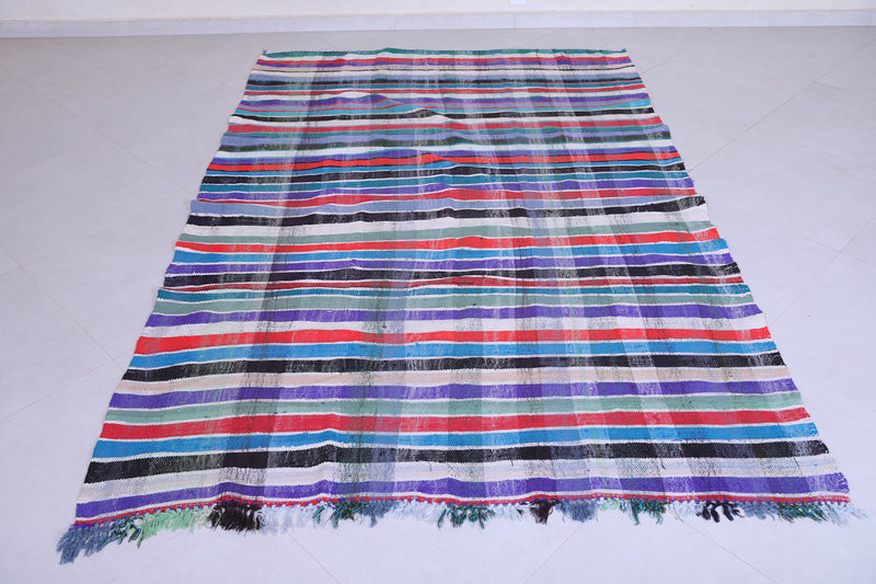 Vintage moroccan handwoven kilim rug 5.6 FT X 8.3 FT