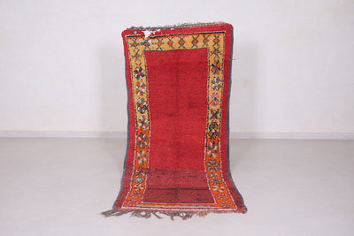 Long Handmade Moroccan Rug Red 3 X 7.2 Feet