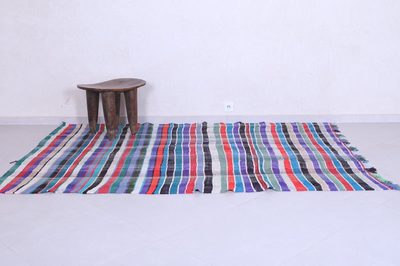 Vintage moroccan handwoven kilim rug 5.6 FT X 8.3 FT