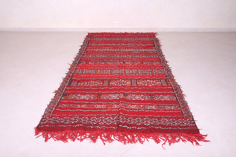 Moroccan kilim rug 4.6 FT X 10.1 FT