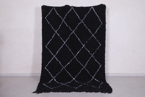 Handmade custom Moroccan rug - wool berber black carpet