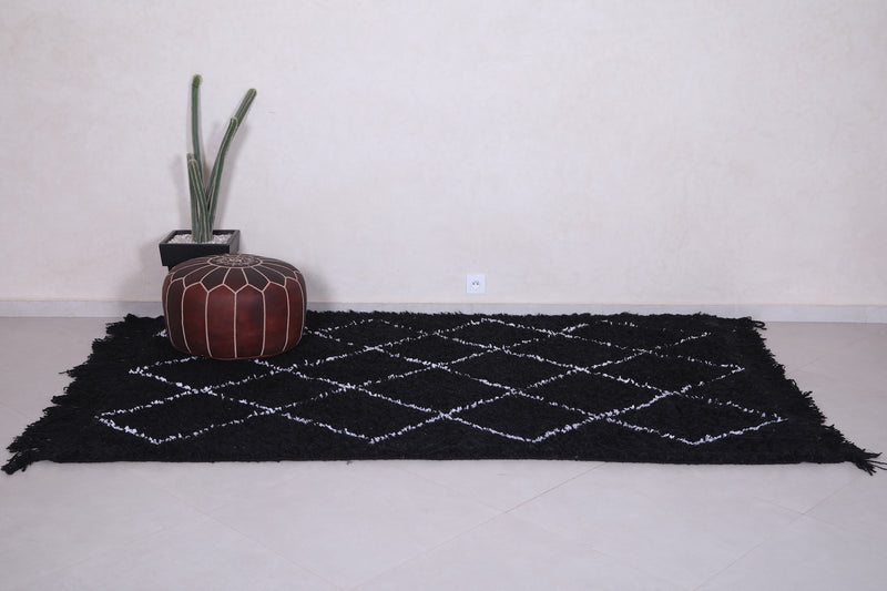 Handmade custom Moroccan rug - wool berber black carpet