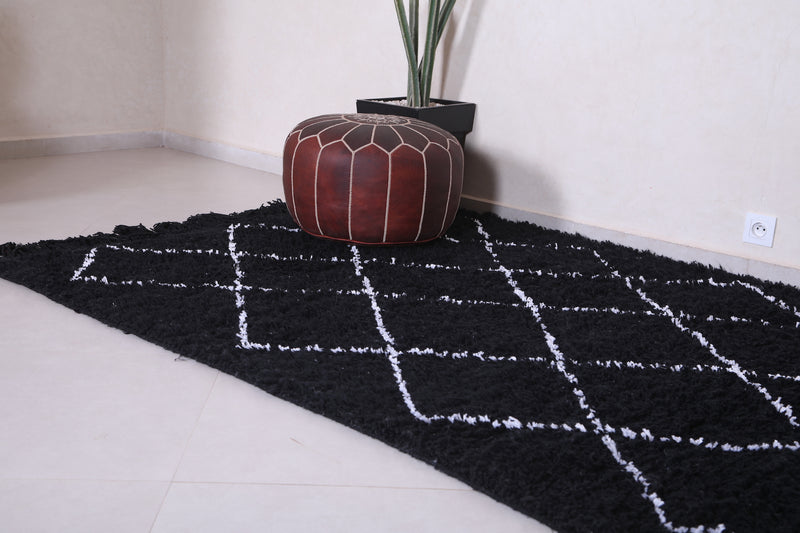 Handmade custom Moroccan rug - wool berber black carpet