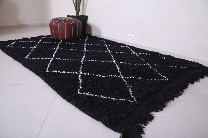 Handmade custom Moroccan rug - wool berber black carpet