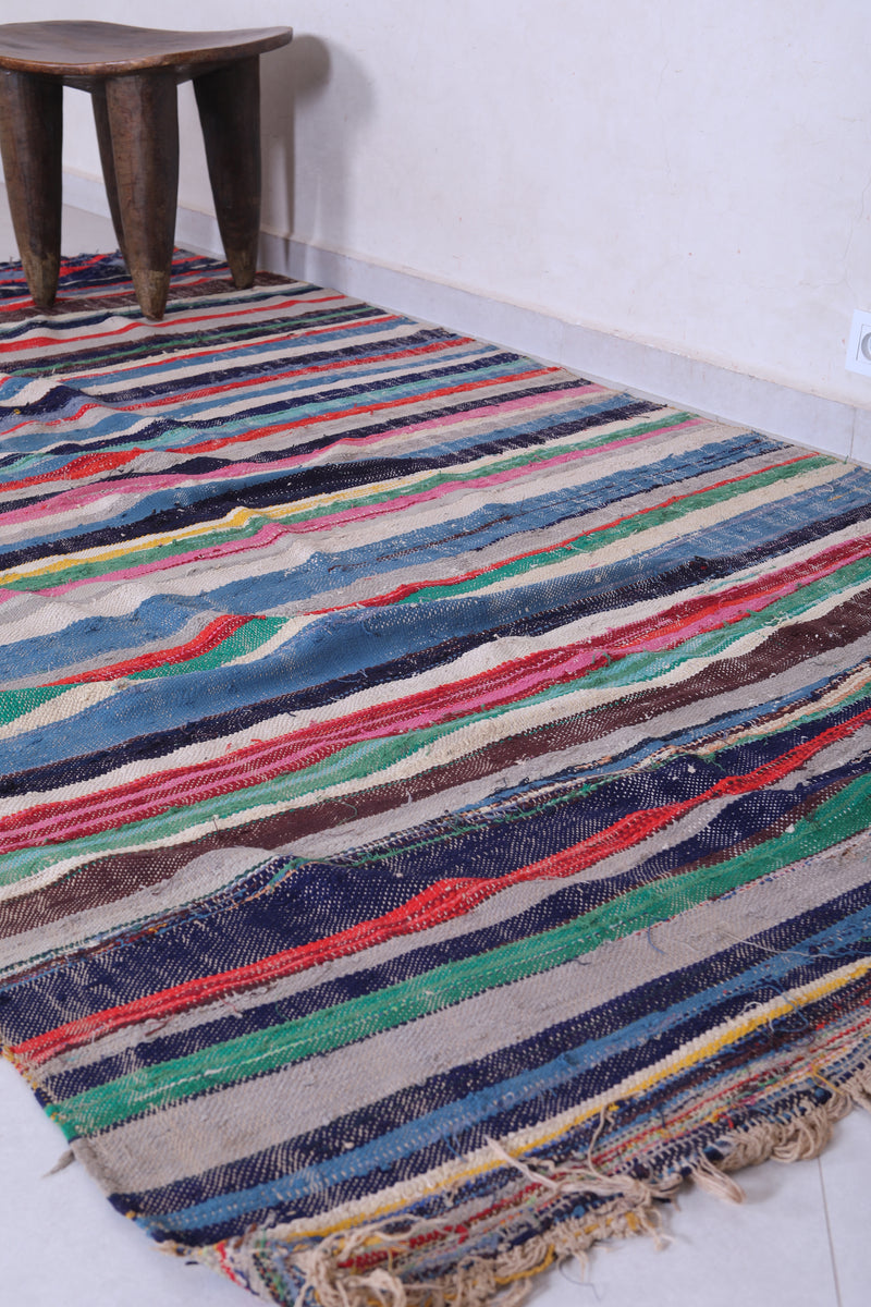 Colourful moroccan handwoven kilim 4.9 FT X 9.1 FT