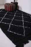 Handmade custom Moroccan rug - wool berber black carpet