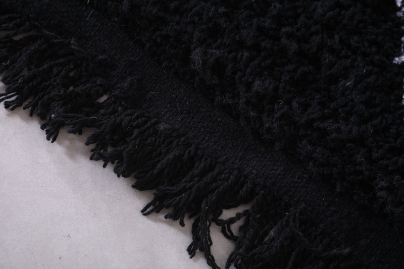 Handmade custom Moroccan rug - wool berber black carpet