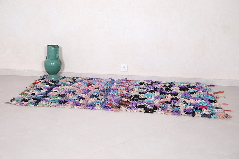 Violet Moroccan Boucherouite rug 3.5 FT X 6.6 FT