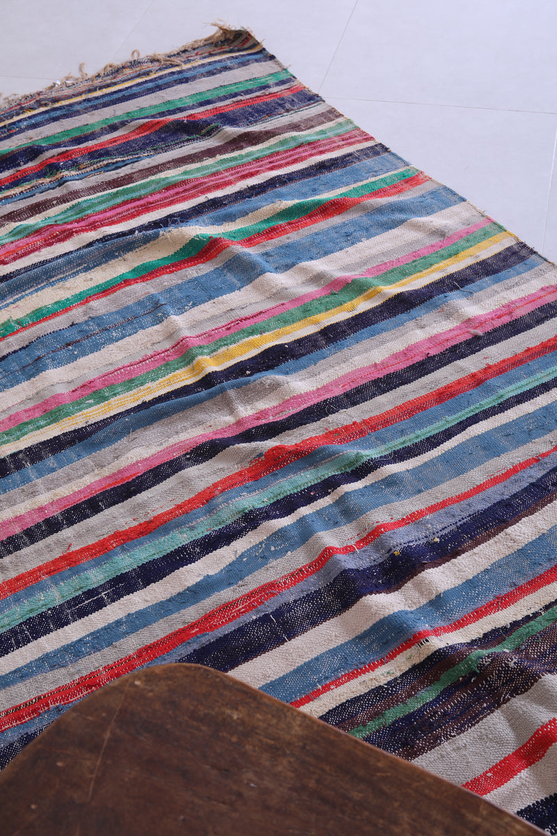 Colourful moroccan handwoven kilim 4.9 FT X 9.1 FT