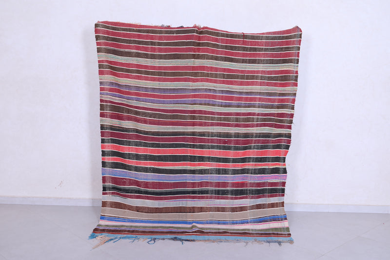 Vintage moroccan handwoven kilim 5.5 FT X 7.1 FT