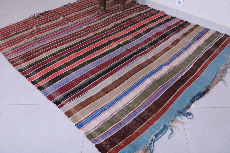 Vintage moroccan handwoven kilim 5.5 FT X 7.1 FT