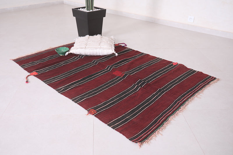 Moroccan handwoven kilim rug 3.6 FT X 5.3 FT