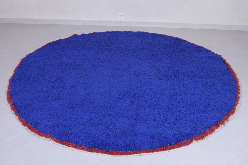 Round berber handmade rug - Custom blue wool rug