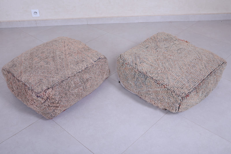 two Moroccan handmade ottoman rug pouf