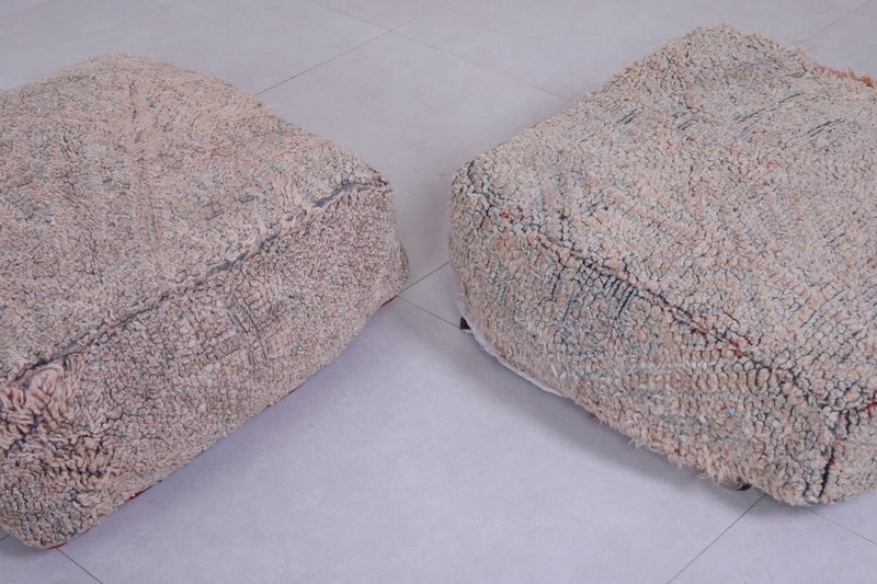 two Moroccan handmade ottoman rug pouf