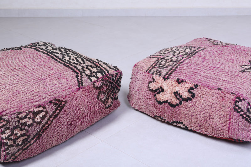 Two moroccan handmade berber rug pouf - kilim pouf