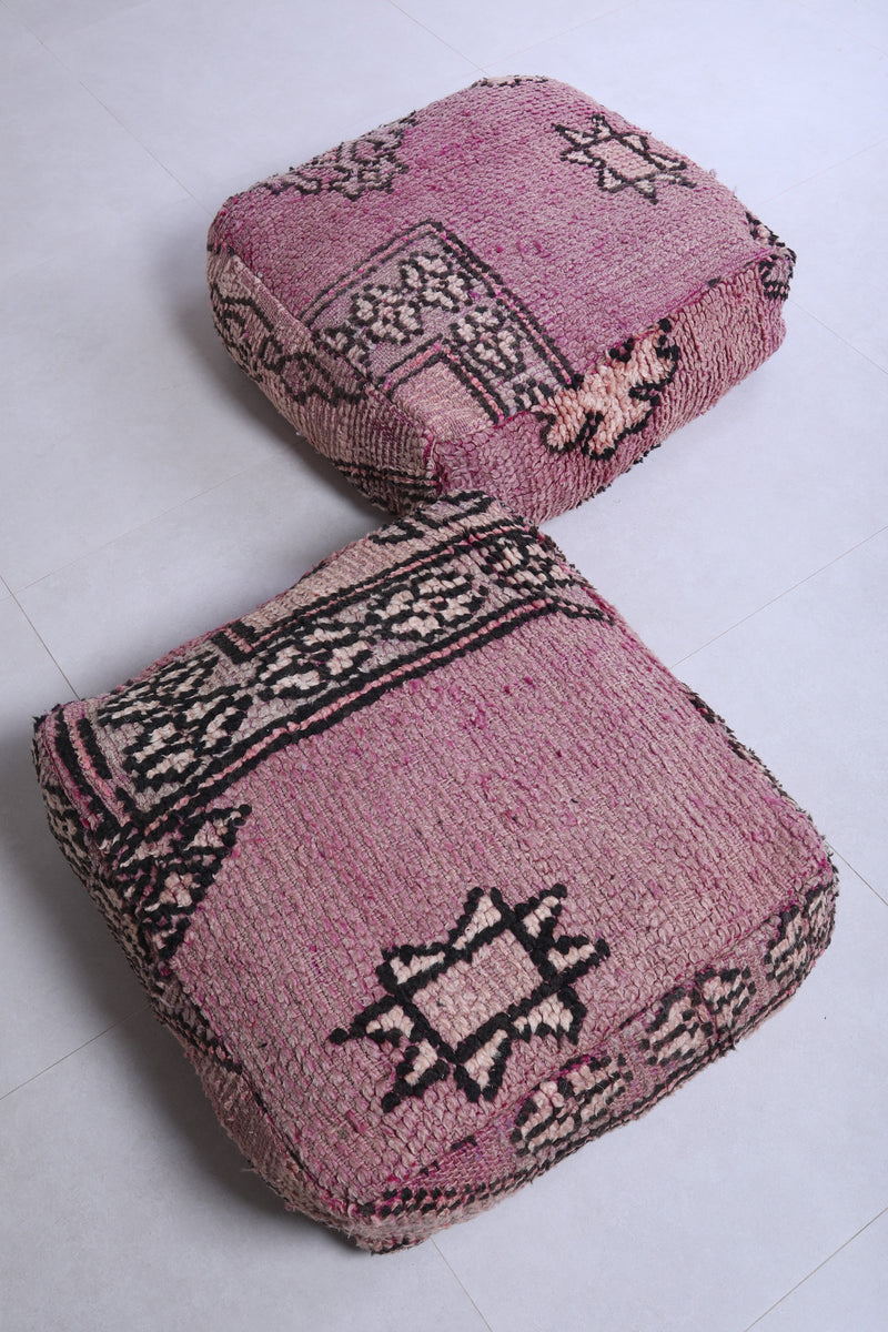 Two moroccan handmade berber rug pouf - kilim pouf