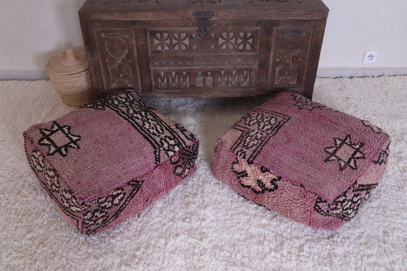 Two moroccan handmade berber rug pouf - kilim pouf