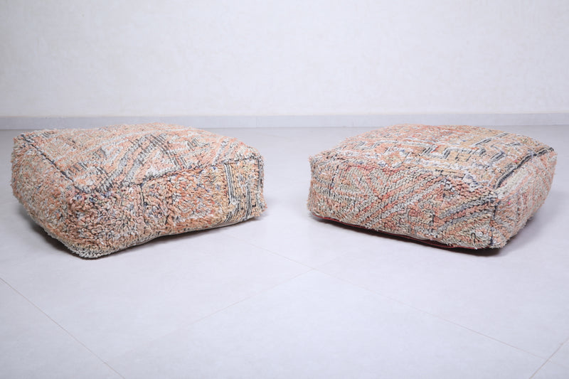 Two handmade ottoman berber rug pouf - kilim pouf