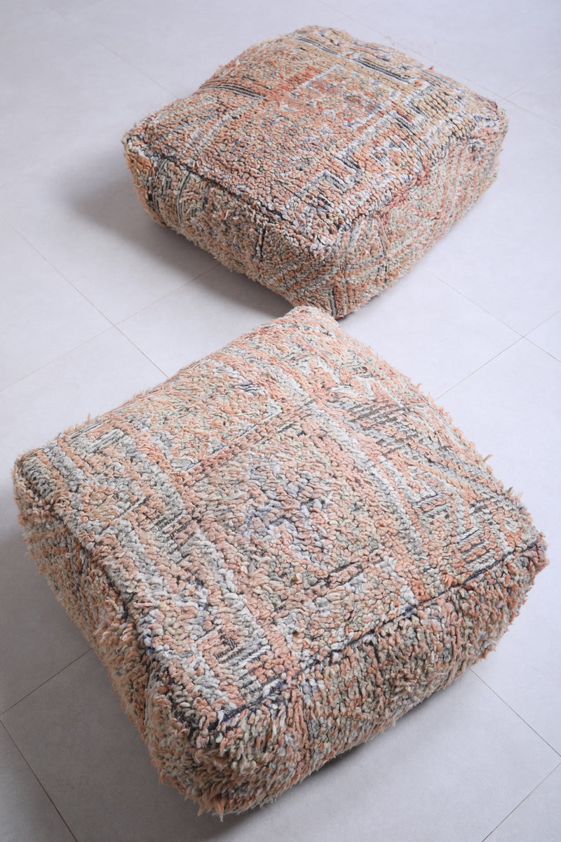 Two handmade ottoman berber rug pouf - kilim pouf