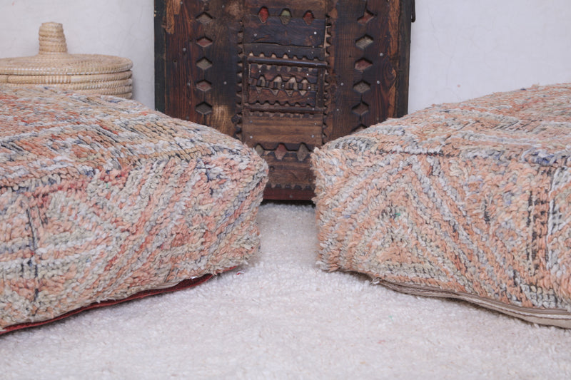 Two handmade ottoman berber rug pouf - kilim pouf