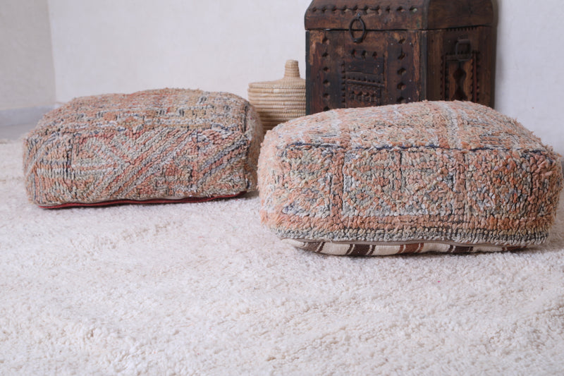 Two handmade ottoman berber rug pouf - kilim pouf