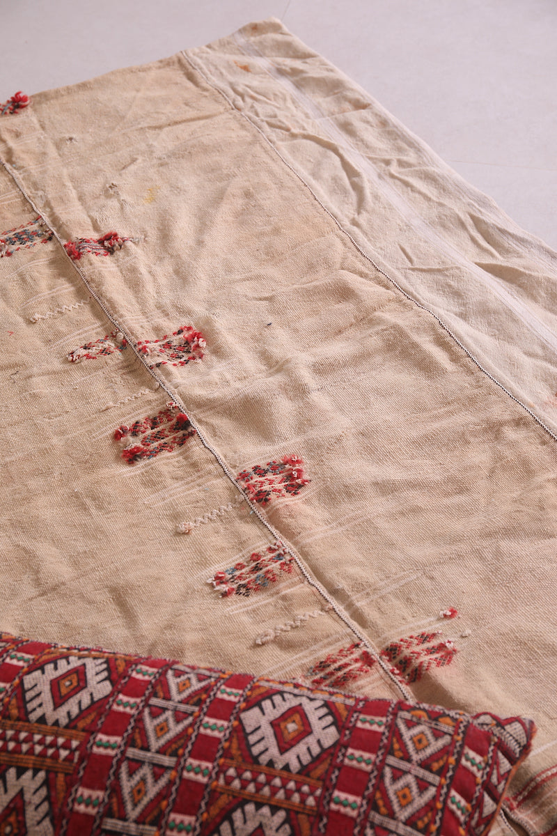 Beige Moroccan runner rug 3.3 X 4.4 Feet