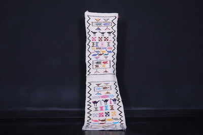 Tribal White Moroccan Rug Runner 1.8 X 6.8 Feet