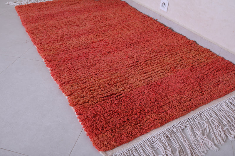 Moroccan Hallway Solid Rug Red 3.2 X 6.2 Feet