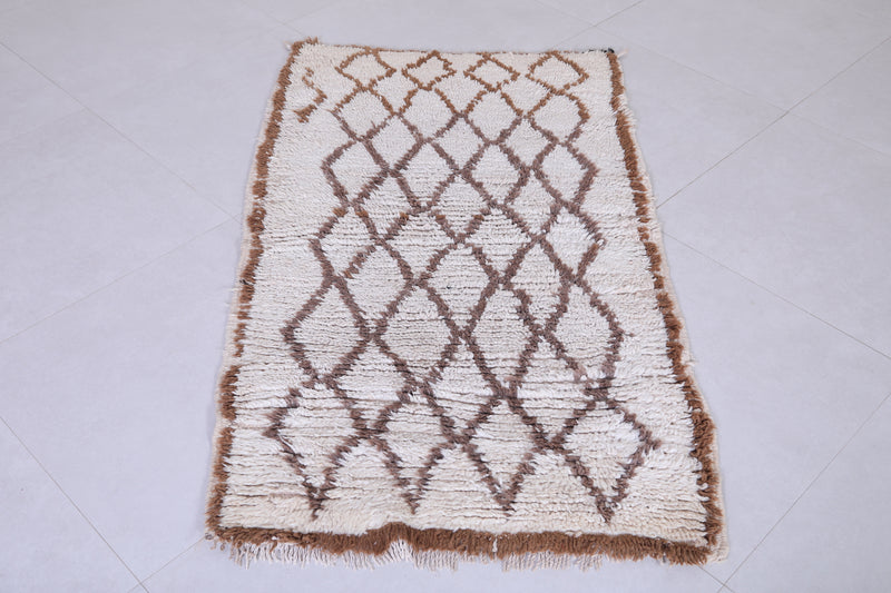 Beige and Brown Beni Ourain Rug 2.8 X 4.8 Feet