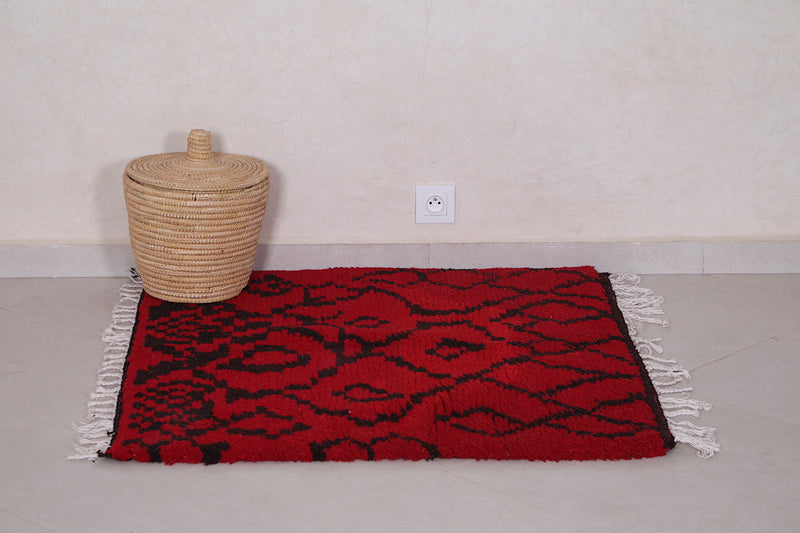 Red And Black Azilal rug 3.3 x 3.4 Feet