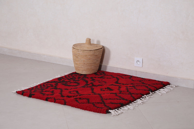 Red And Black Azilal rug 3.3 x 3.4 Feet