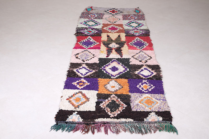 Handmade boucherouite runner rug 3.1 X 9.2 Feet